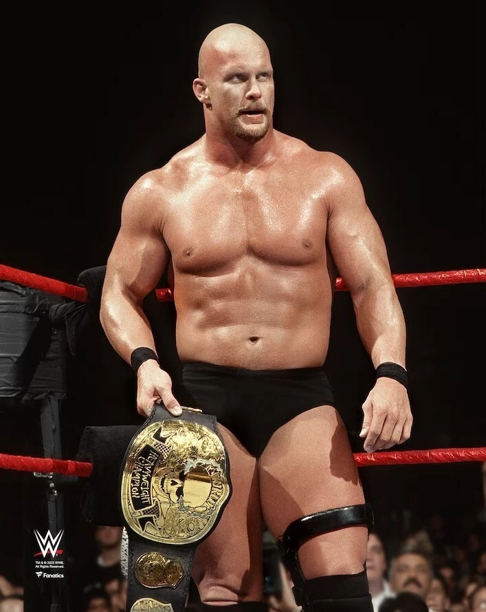Stone Cold Steve Austin Smoking Skull Championship Belt 8x10 WWE Wrestling Photo
