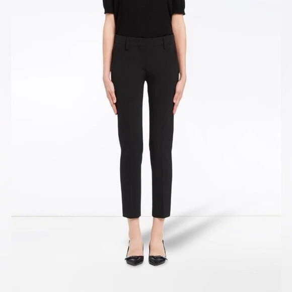 Pantalone pantalone basso tessuto tecnico PRADA nero designer donna 12 $1350