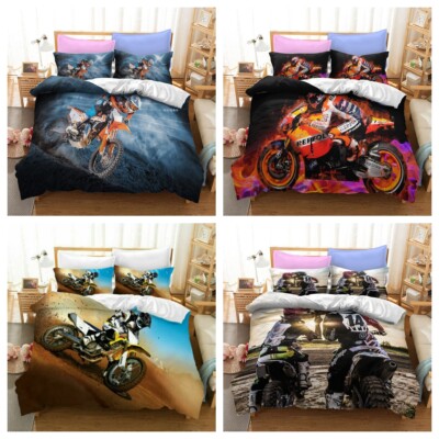 3D Offroad-Motorrad Bettbezug Set Schlafzimmer Bettwäsche Set 135x200 200x200