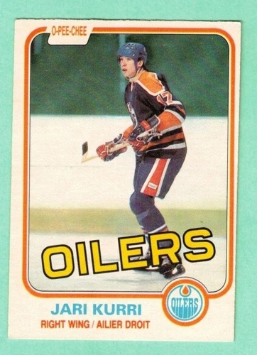 (1) JARI KURRI  1981-82 O-PEE-CHEE # 107 OILERS  ROOKIE EX-MT CARD (L7412)