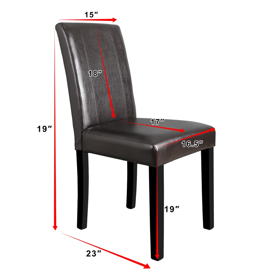 2/4/6/8 Dining Parson Chair Armless Kitchen Room Brown Leather Backrest Elegant - Image 4 of 4
