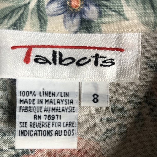 Talbots Top Womens 8 Floral 100% Linen Cottage Core Grandma Feminine Roses - Picture 7 of 16