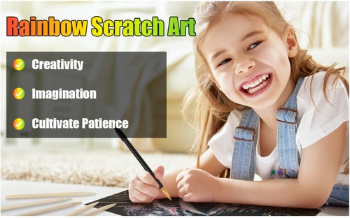 Scratch Paper Rainbow Painting Sketch Pads DIY Art Craft Night View Adults Kids - Picture 5 of 27