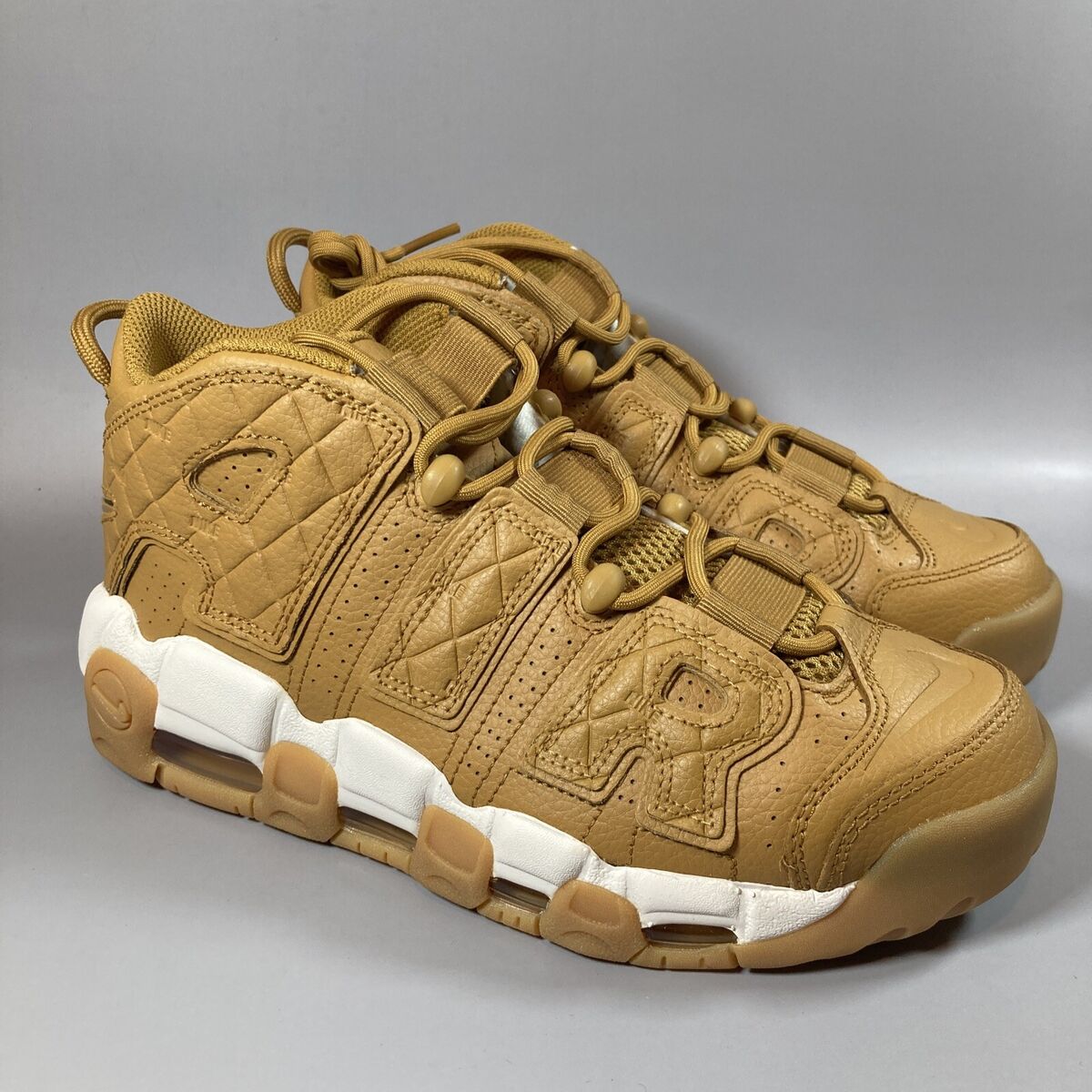 Size 8.5 Nike Women's Air More Uptempo Quilted Wheat Gum Size 8.5 Nike Women's Air More Uptempo Quilted Wheat Gum