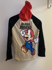 Jumping Beans Boys Super Mario Bros Long Sleeve Hooded Hoodie Shirt 12 Beige Red