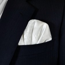 NEW - Men's White Silky Floral Pre-Folded Pocket Square Insert - 2 point
