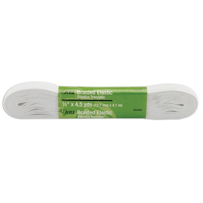 Dritz 9532-W  Braided Elastic 1/2''X4-1/2yd-White