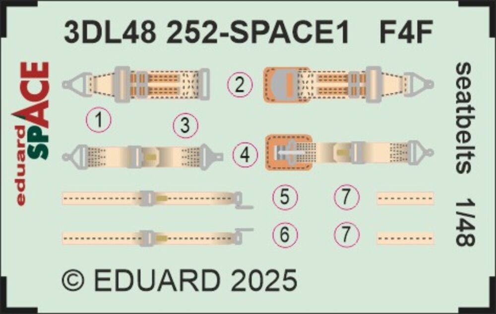 Eduard Accessories 3DL48252 - 1:48 F4F Seatbelts SPACE For Eduard - New
