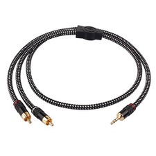 YYAUDIO 3.5mm to 2 RCA Aux Audio Cable OFC Gold Plated for Phone Speakers