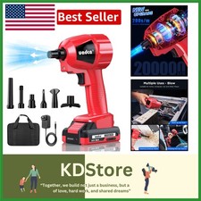 Rechargeable Air Duster 200K RPM Turbo Blower 6 Nozzles LED Light Portable