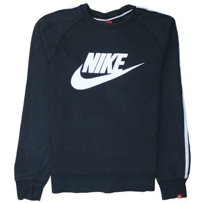 Nike Herren Schwarz Small Pullover Sweatshirt Rundhals Logo