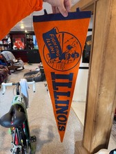 1950's Illinois Fighting Illini Pennant Football FULL SIZE 27 INCH VINTAGE RARE