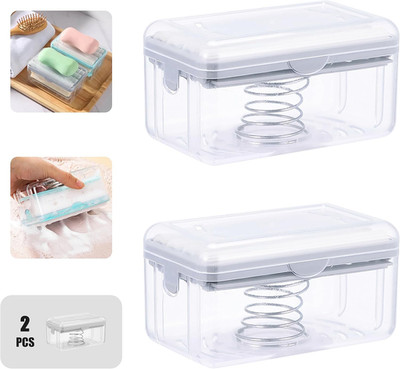 Multifunctional Soap Box,Foam Dispenser with Roller/Drain Holes,Spring Foaming S