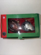 NFL Dallas Cowboys Tree Ornament Ultimate Sports Football And Helmet Glass Set