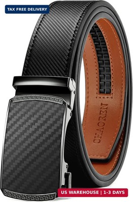 CHAOREN Mens Belt Leather Ratchet Belt - Customizable Fit, Effortless Style (35m