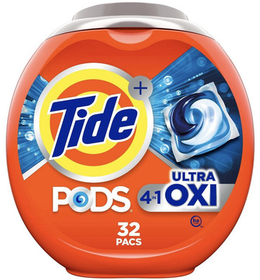 Tide PODS Ultra OXI 4-in-1 HE Turbo Laundry Detergent Pacs, Cold, 32 Ct