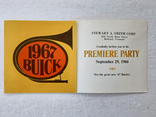 New 1967 Buick Premiere Party Invitation 1966 Stewart A. Smith Corp. Rutland Vt