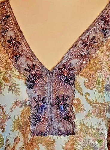 Plus-size Dressy Paisley Top-Sz 22/25 from Venezia- Intricate Beaded Yoke - Lace - Picture 2 of 11