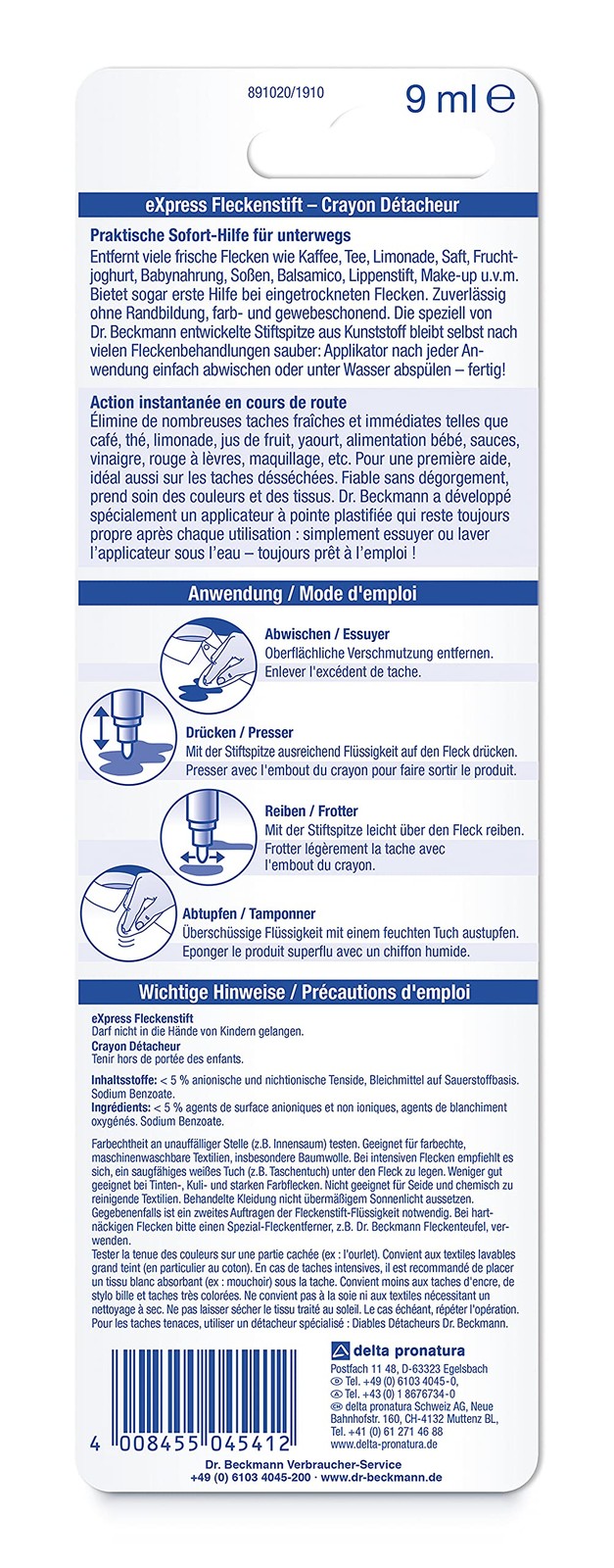 Solution rapide anti taches Express stylo de secours pour linge en voyage - 4