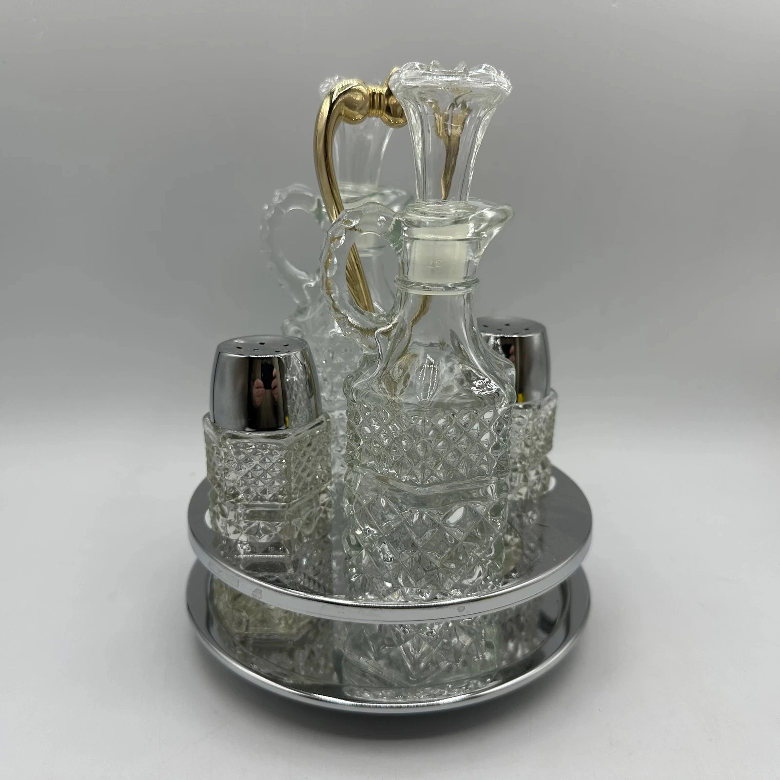 Kromex Oil, Vinegar, Salt & Pepper Set with Caddy