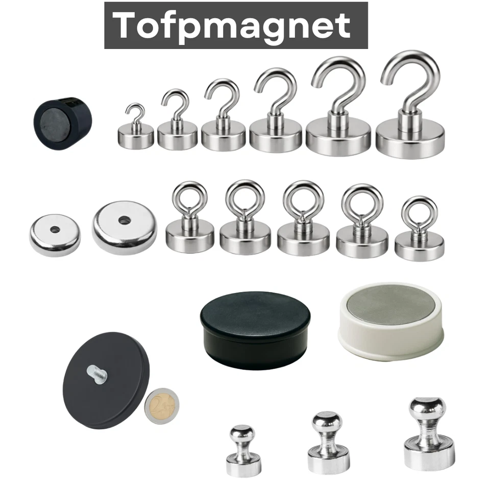 Topfmagnet Neodym Haken Öse Gewinde 2–87kg M3 M4 M5 M6 Haftmagnet Starke Magnete - Bild 1 von 1