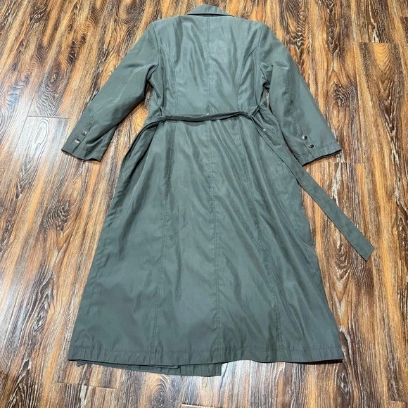 Vintage Fleet Street Size 12 Womens Full Length Olive Green Trench Coat Jacket L - Image 2 of 4