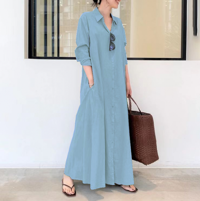 Western Dress Maxi Shirts India Cotton Linen Dress Women's Long Sleeve Cotton Linen Shirt Dress Loose Western Dress Maxi Shirts India Cotton Linen Dress Women's Long Sleeve Cotton Linen Shirt Dress Loose