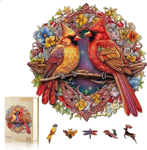 Wooden Puzzles for Adults, Cardinal Wood Puzzles Adult, Unique Animal Shape Wood