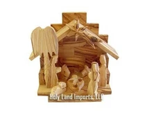 Holy Land Market Nativity Set - Olive Wood one piece Christmas small set (4.5