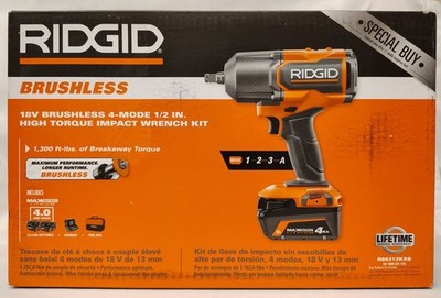 New RIDGID R86212KSB 18V Brushless 4-Mode 1/2