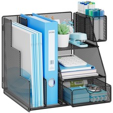 Desk Organizer and Accessories, 3-Tier File Organizer with Drawer and Pen Holder