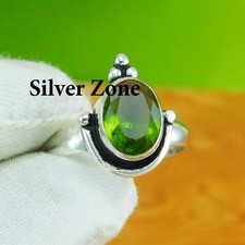 Peridot Gemstone 925 Sterling Silver Handmade Jewelry Ring Size 5 to 13