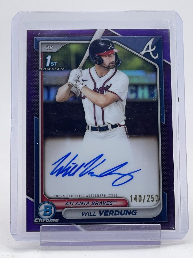 WILL VERDUNG 2024 BOWMAN CHROME 1ST PURPLE REFRACTOR AUTO /250 Q0236