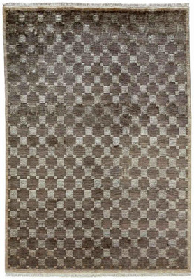 2x3 Kalaty Brown Grid Diagonal Blocks Geometric Door Mat JD-653 - Aprx 2' x 3'