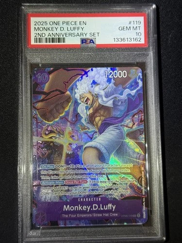 2025 ONE PIECE OP05-119 MONKEY D. LUFFY ENGLISH 2ND ANNIVERSARY PROMO PSA 10 💎