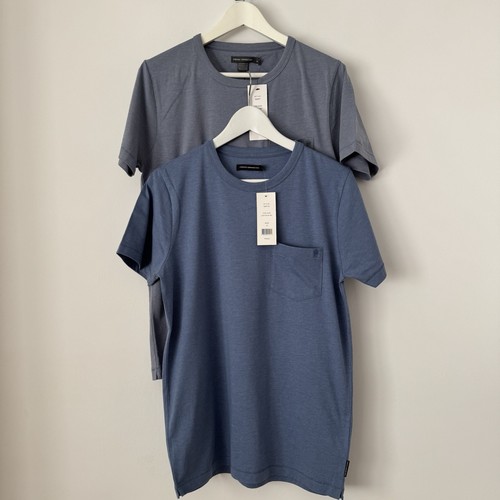 French Connection T Shirts Blue Cotton Blend Jersey Size Medium 2 Pack Mens New - 第 1/10 張圖片