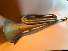 17" World War II US Army Regulation Brass Bugle Horn Vintage Antique
