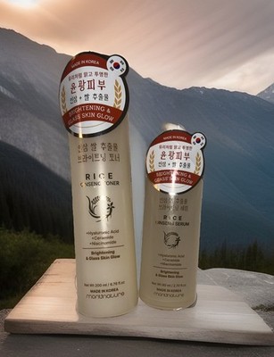 MONTNATURE RICE Ginseng Brightening & Glass Skin Glow Serum & Toner