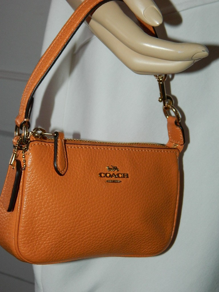 COACH 　ハンドバック COACH NOLITA 15 WRISTLET IN ORANGE PEBBLED LEATHER | eBay