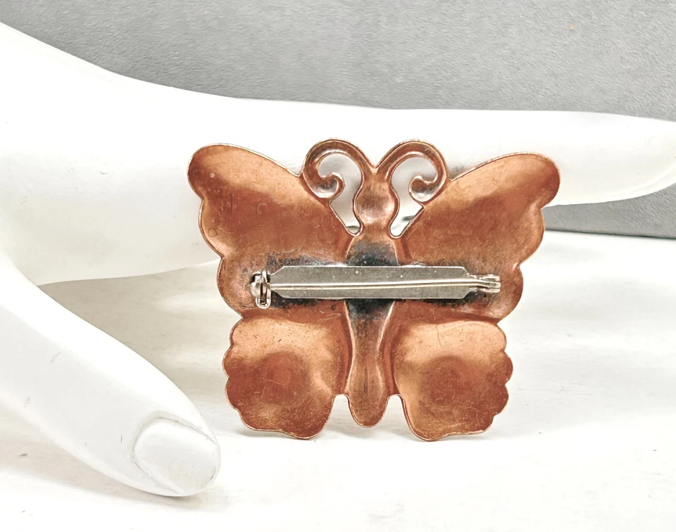 Broche Mariposa Cobre SW Zia Símbolo Estampado Diseño Pin Trasero 1 3/4" De Colección J52 Foto 4 de 4