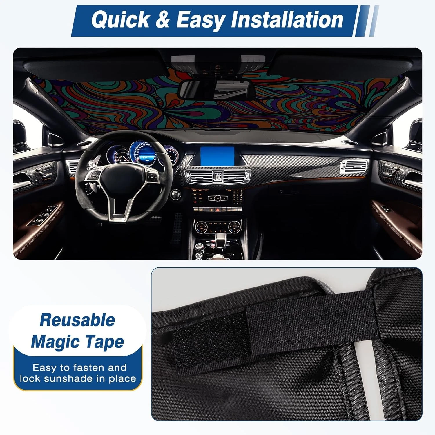 Windshield Sun Shade - Car Windshield, Reflector Black(55x31.5)