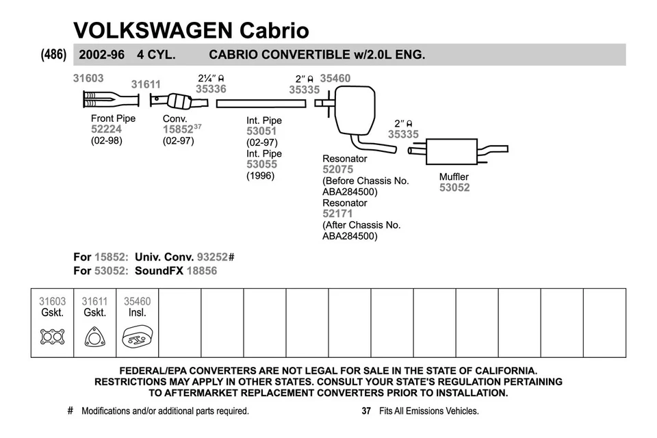 For Volkswagen Jetta 93-01 Exhaust Pipe Flange Gasket High Temperature Graphite Foto 3 de 4