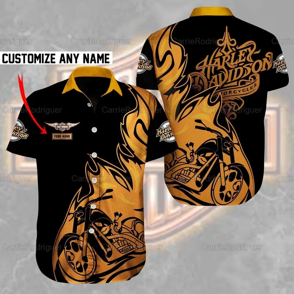 Harley Motor Racing Davidson Casual Button Down Shirt Unisex Adults