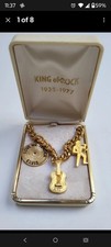 NIB Vintage ELVIS PRESLEY Gold Tone Love Me Tender Charm Bracelet Signed BE 77
