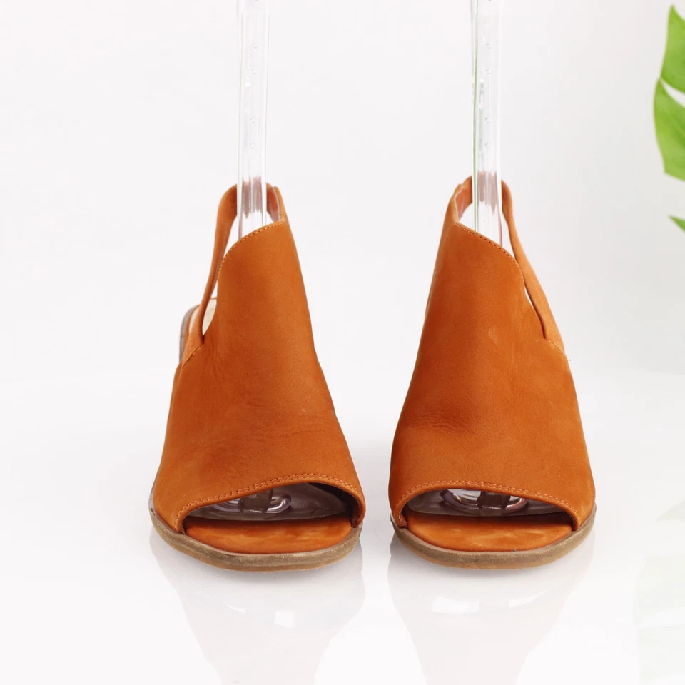 Vince Camuto Women Kailsy Sandal Size 9 Orange Leather Slingback Block Heel Shoe - Image 2 of 4