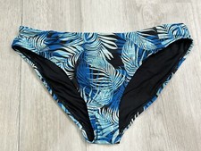 Time and Tru Blue Palm Leaf Print Floral Bikini Bottom Large Blue Swim NWOT