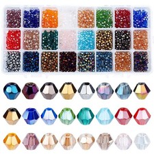 PH PandaHall 2400 pcs 24 Colors Electroplate Glass Beads, Faceted Bicone Glas...