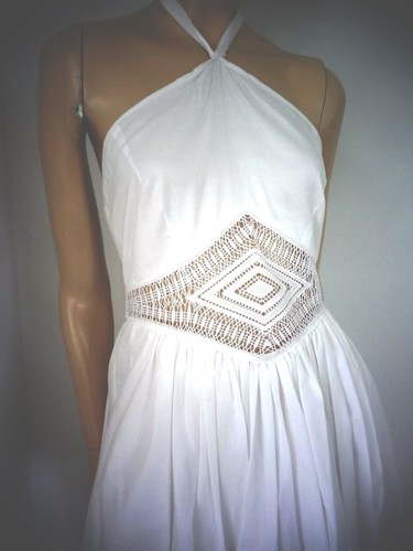 ABITO NUOVO CON ETICHETTE CATHERINE MALANDRINO BIANCO BOLLA UNCINETTO VITA REGGICALZE TAGLIA 8 - Foto 2 di 10