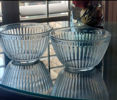 2 Pyrex Clear Glass 3 Cup Ribbed Mixing Bowl 7401-S 750 mL 6