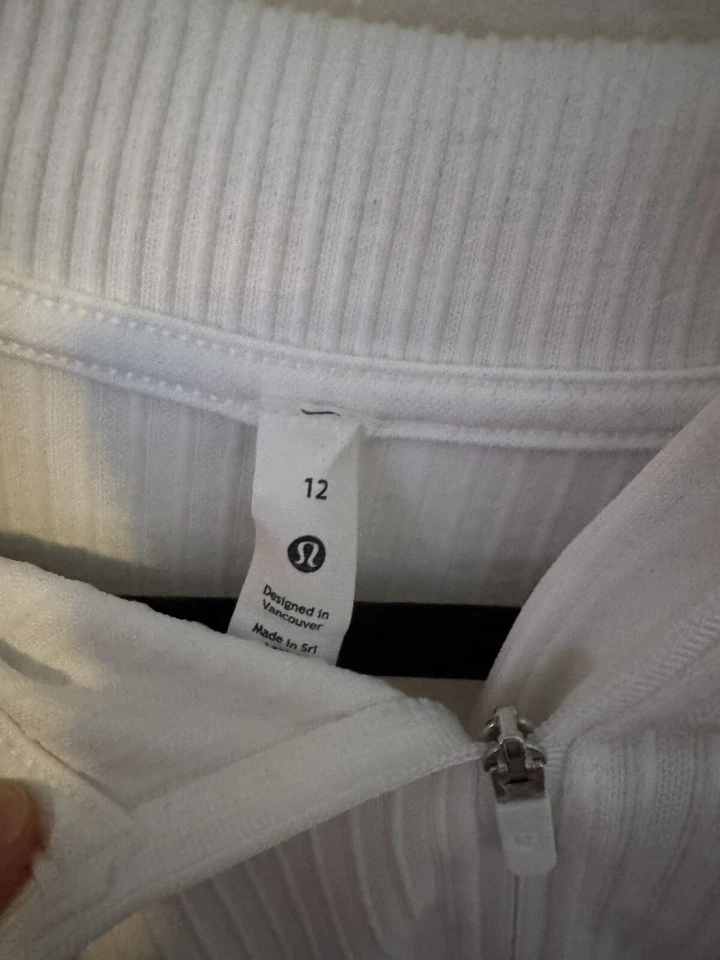 lululemon Rest Less Cropped Half Zip Long Sleeve size 12 White - Image 2 of 3